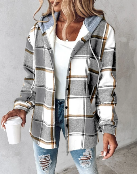 Lana | Plaid Flannel Shacket With Hood