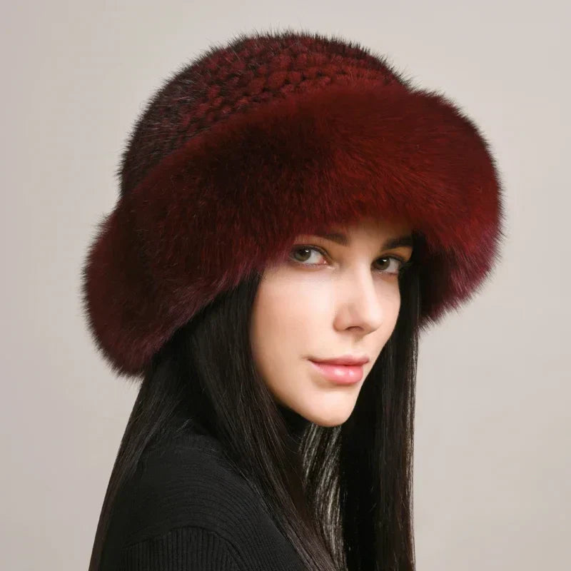 Isadora | Knitted Faux Fur Hat With Full Brim