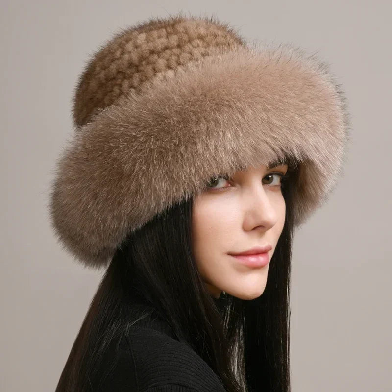 Isadora | Knitted Faux Fur Hat With Full Brim
