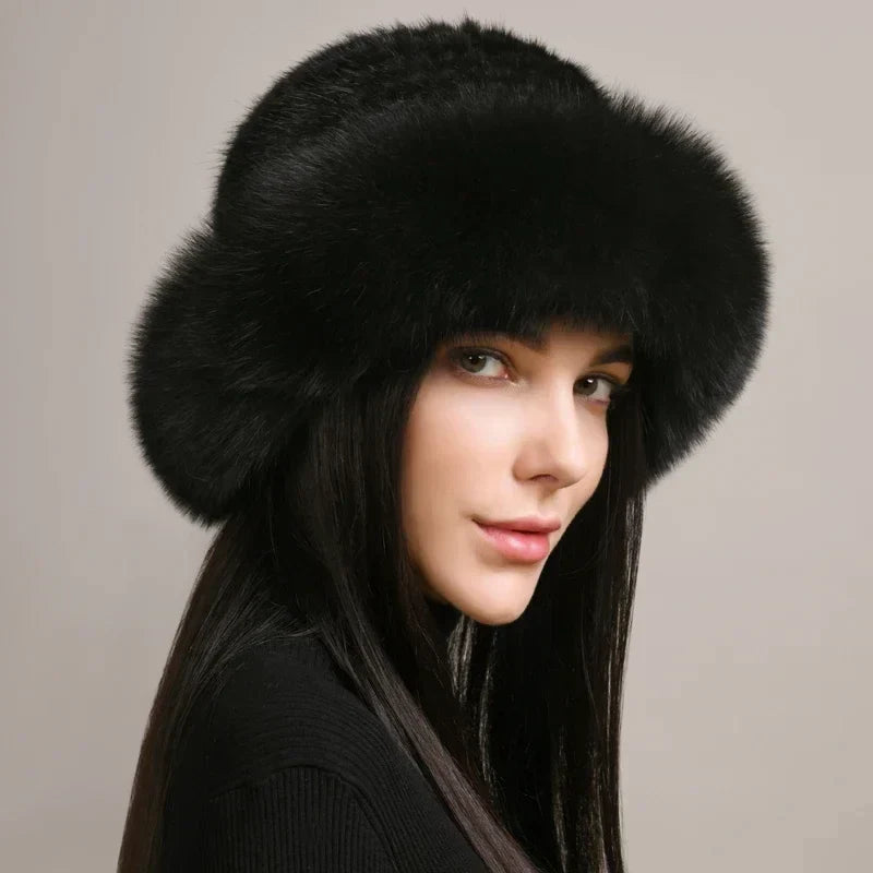 Isadora | Knitted Faux Fur Hat With Full Brim