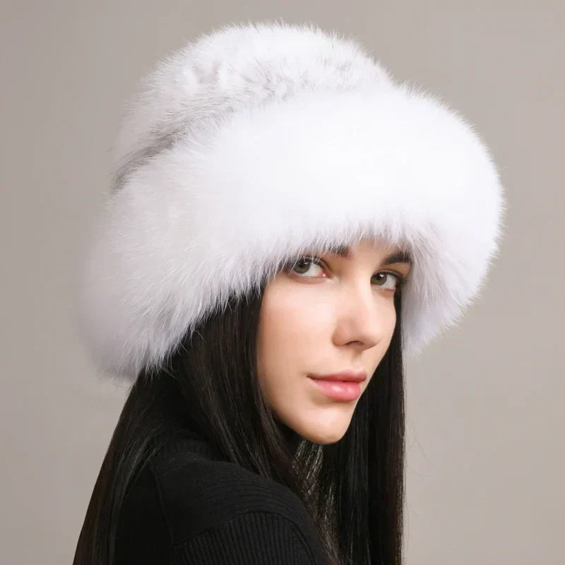 Isadora | Knitted Faux Fur Hat With Full Brim