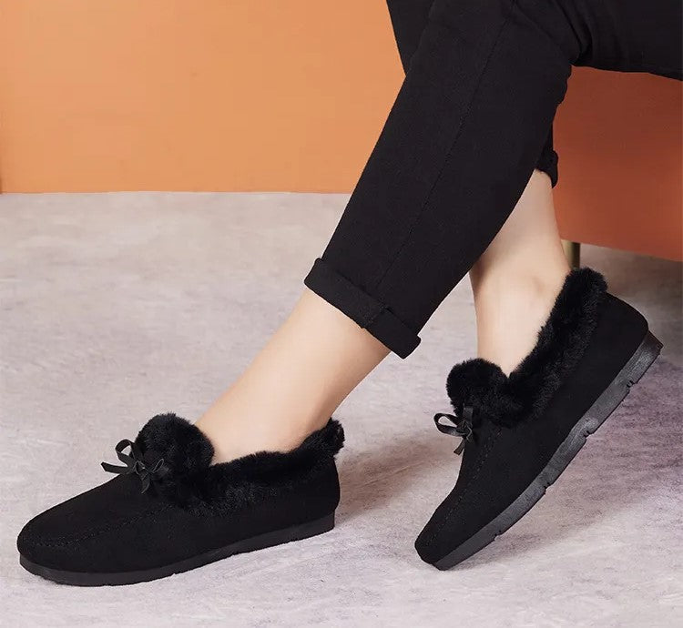 Jasmine | Plush-Lined Moccasin Slippers With Bow