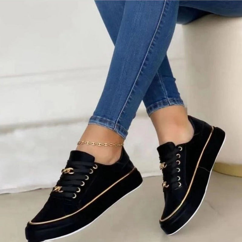 Lynn | Lace-Up Sneakers With Chain Detail
