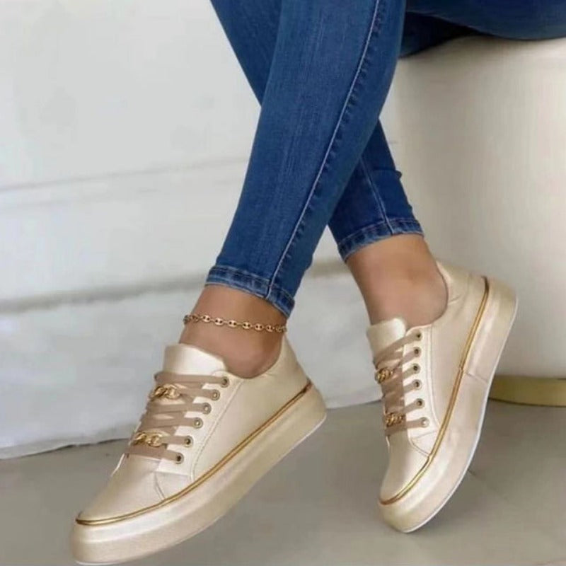 Lynn | Lace-Up Sneakers With Chain Detail
