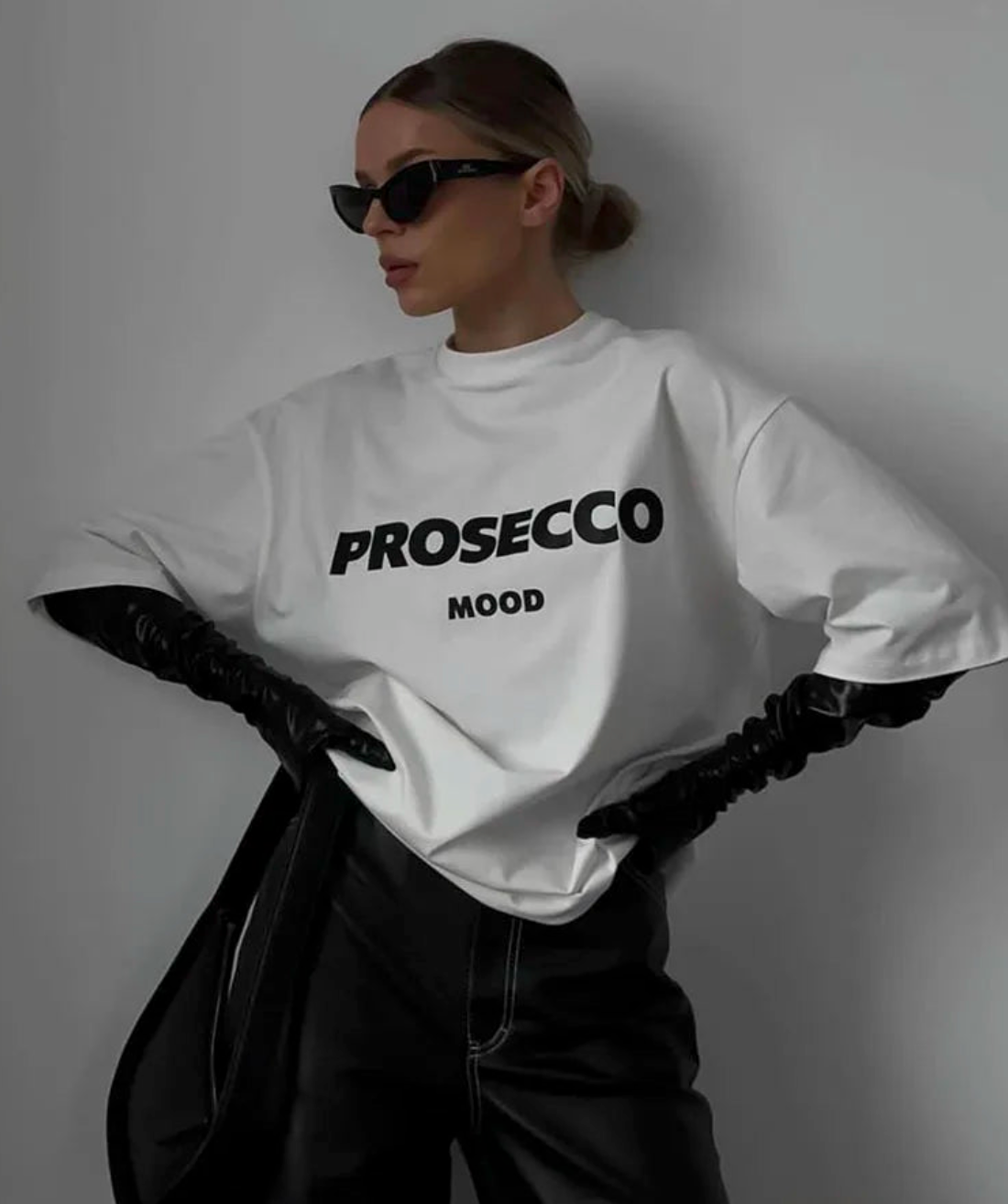 Geraldine | Oversized Cotton Tee With Prosecco Print