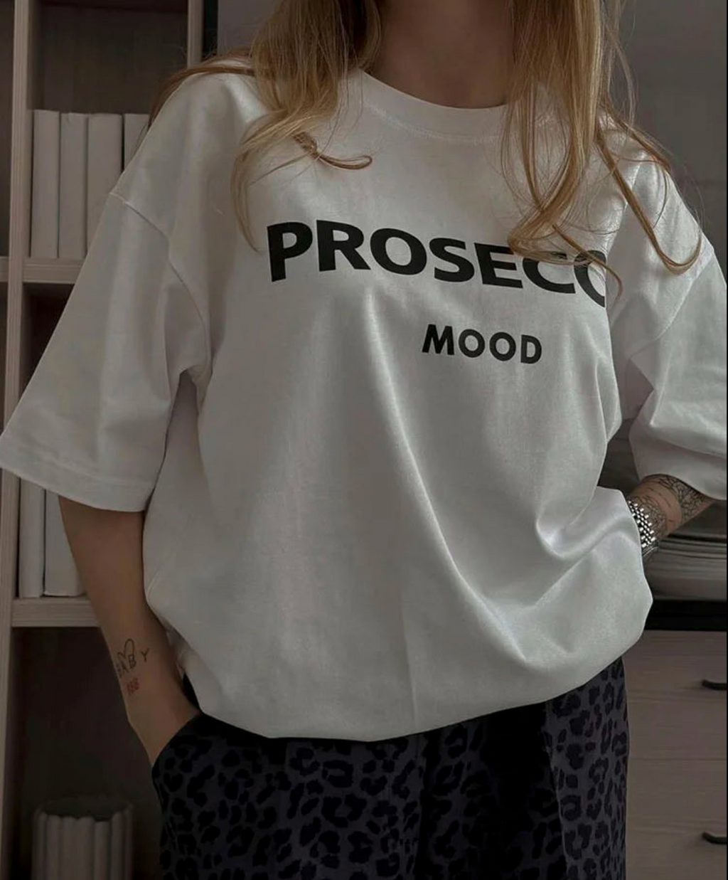 Geraldine | Oversized Cotton Tee With Prosecco Print