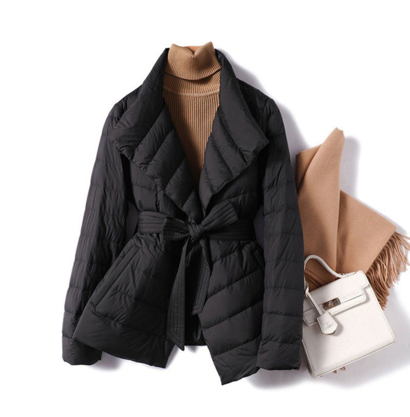 Annika | Belted Down Jacket With Wide Collar