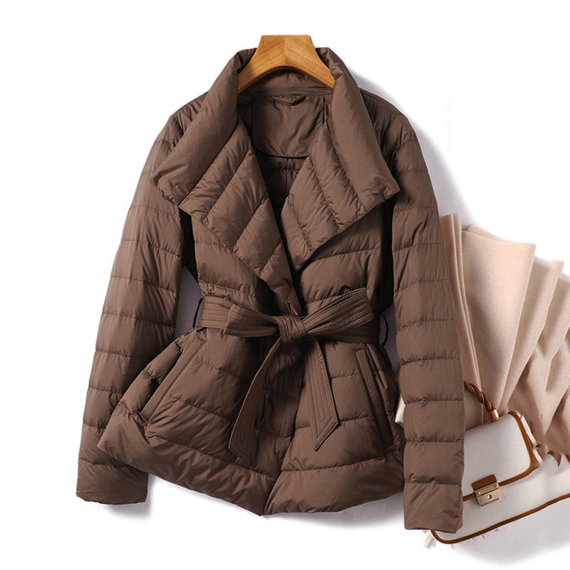 Annika | Belted Down Jacket With Wide Collar