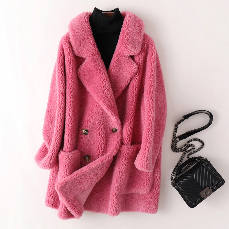 Perpetua | Double-Breasted Teddy Coat With Wide Lapels