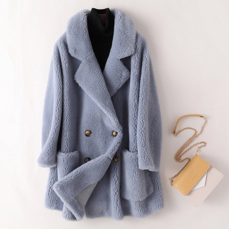 Perpetua | Double-Breasted Teddy Coat With Wide Lapels
