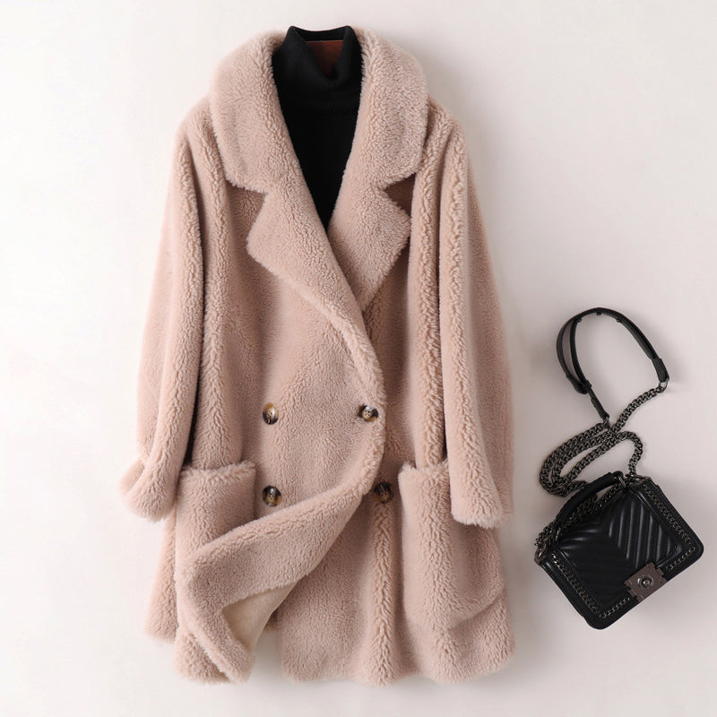 Perpetua | Double-Breasted Teddy Coat With Wide Lapels