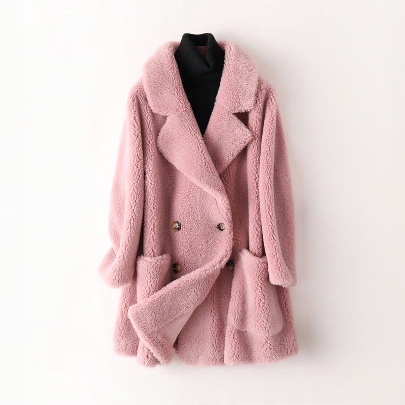 Perpetua | Double-Breasted Teddy Coat With Wide Lapels