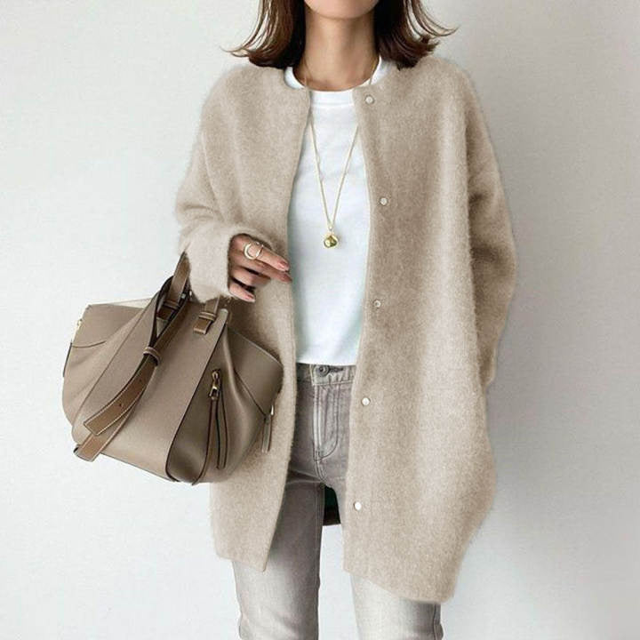Cressida | Long Collarless Cardigan With Pockets