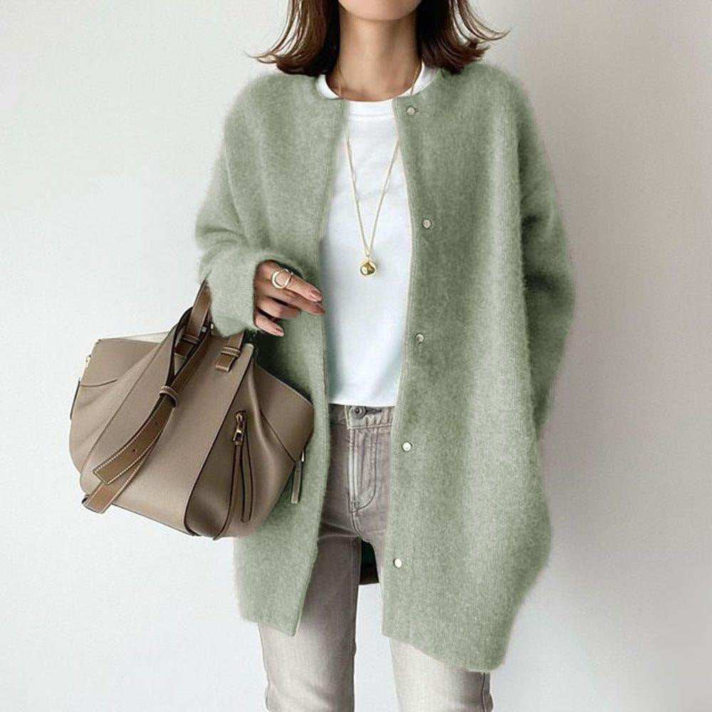 Cressida | Long Collarless Cardigan With Pockets
