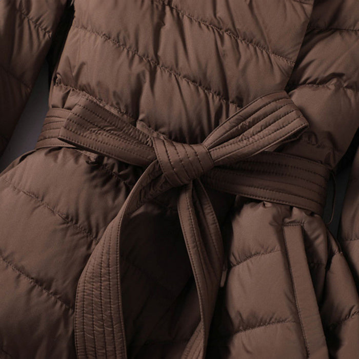 Annika | Belted Down Jacket With Wide Collar