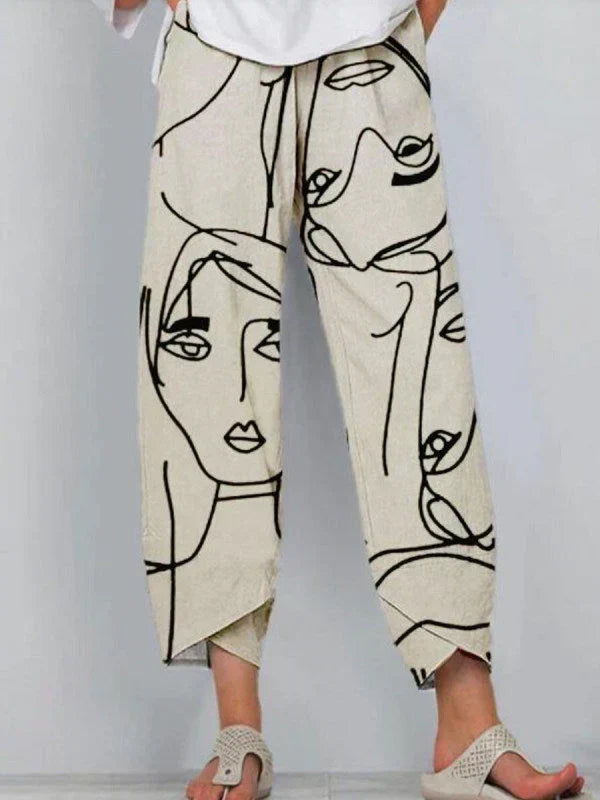 Fay | Relaxed Pants With Abstract Face Print