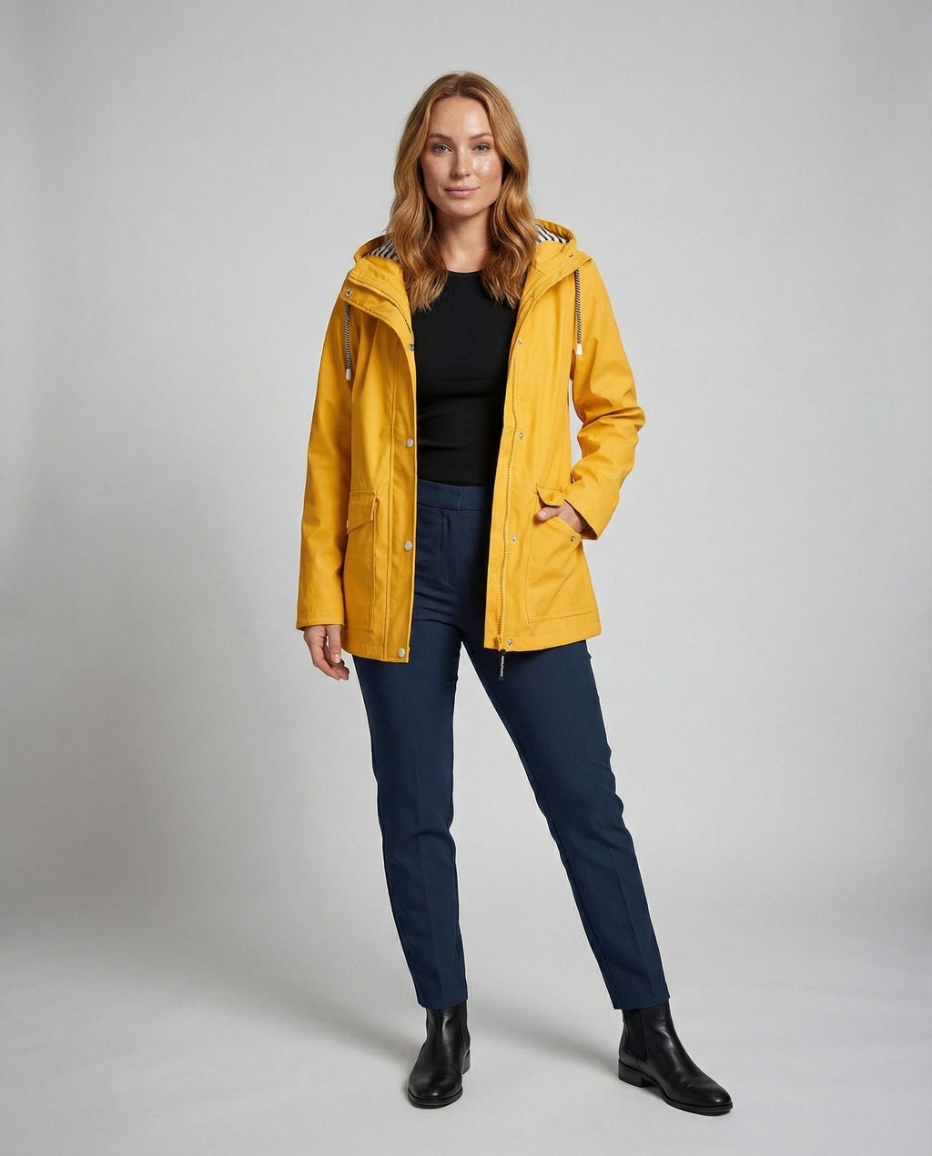 Juliet | Hooded Rain Jacket With Striped Lining