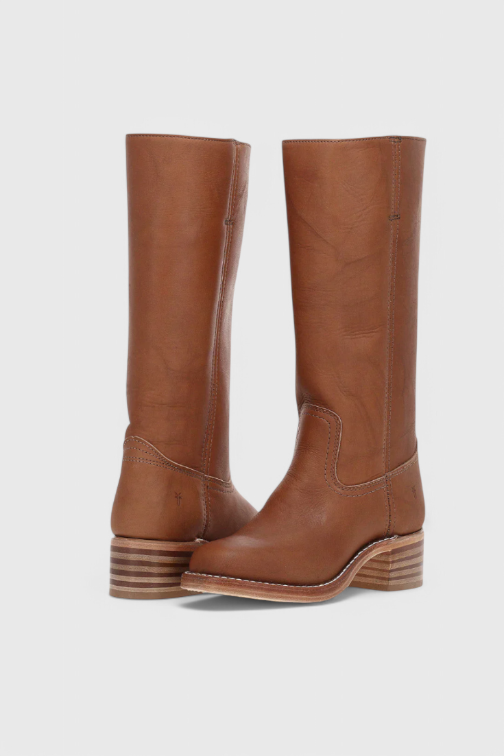 Maeve | Leather Boots With Stacked Block Heel