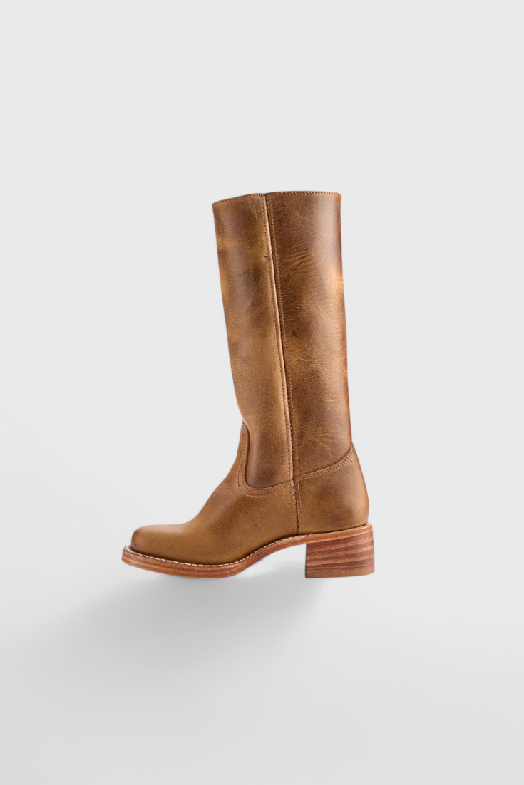 Maeve | Leather Boots With Stacked Block Heel