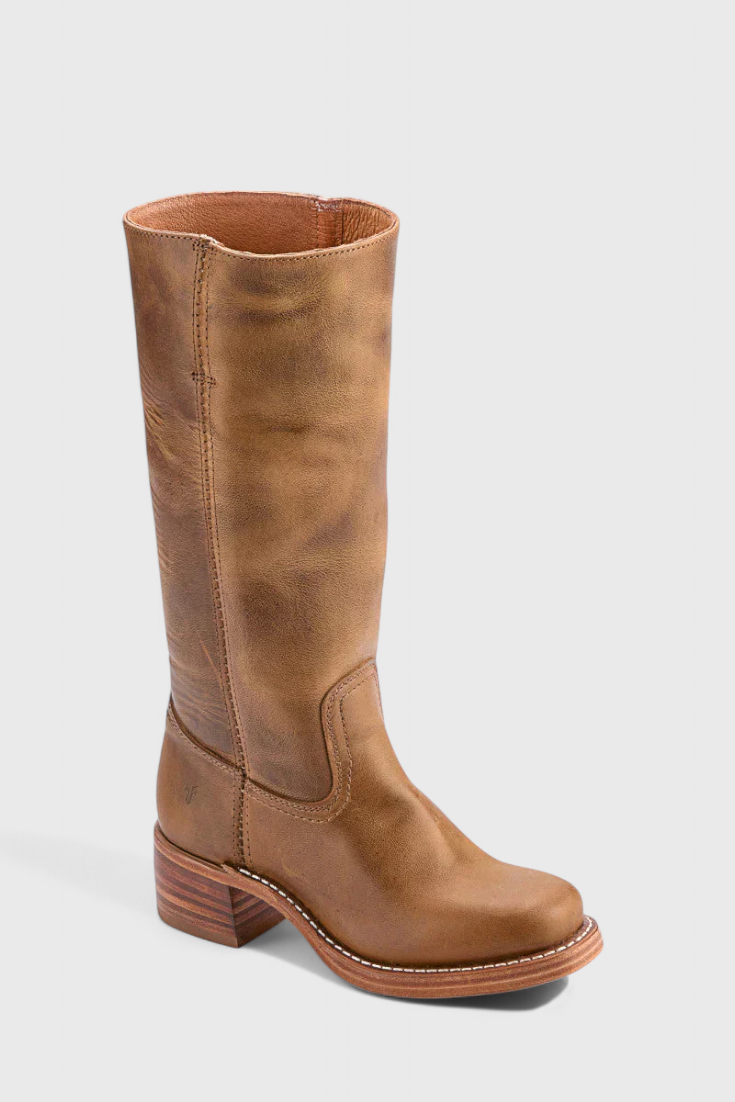 Maeve | Leather Boots With Stacked Block Heel