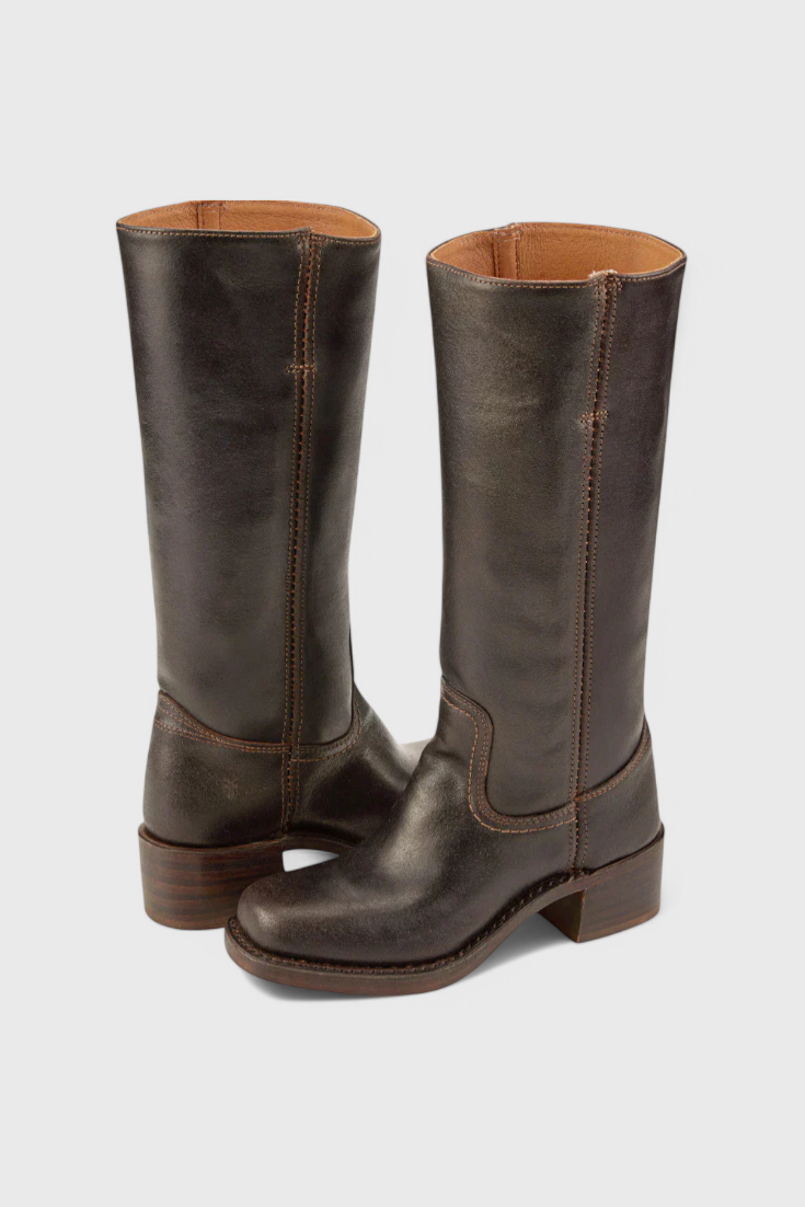 Maeve | Leather Boots With Stacked Block Heel