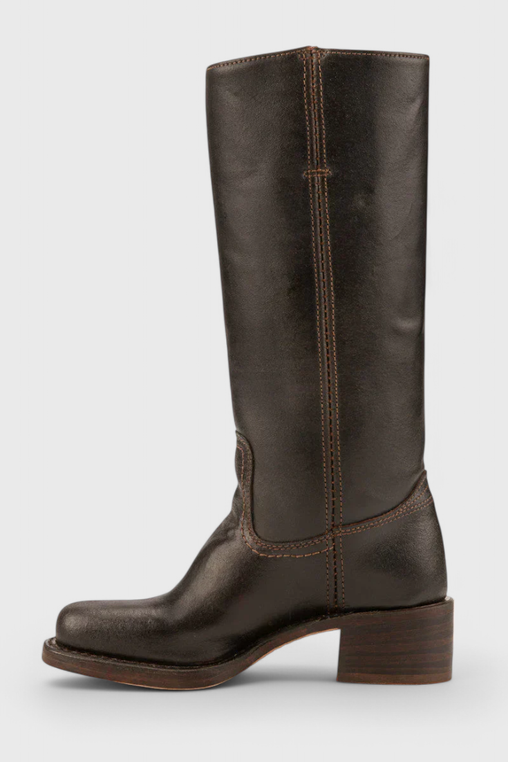 Maeve | Leather Boots With Stacked Block Heel