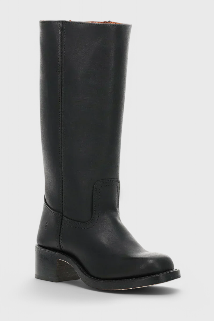 Maeve | Leather Boots With Stacked Block Heel