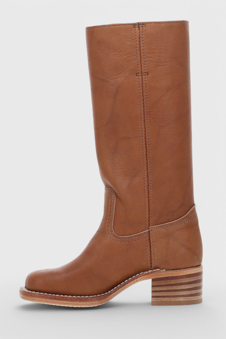 Maeve | Leather Boots With Stacked Block Heel