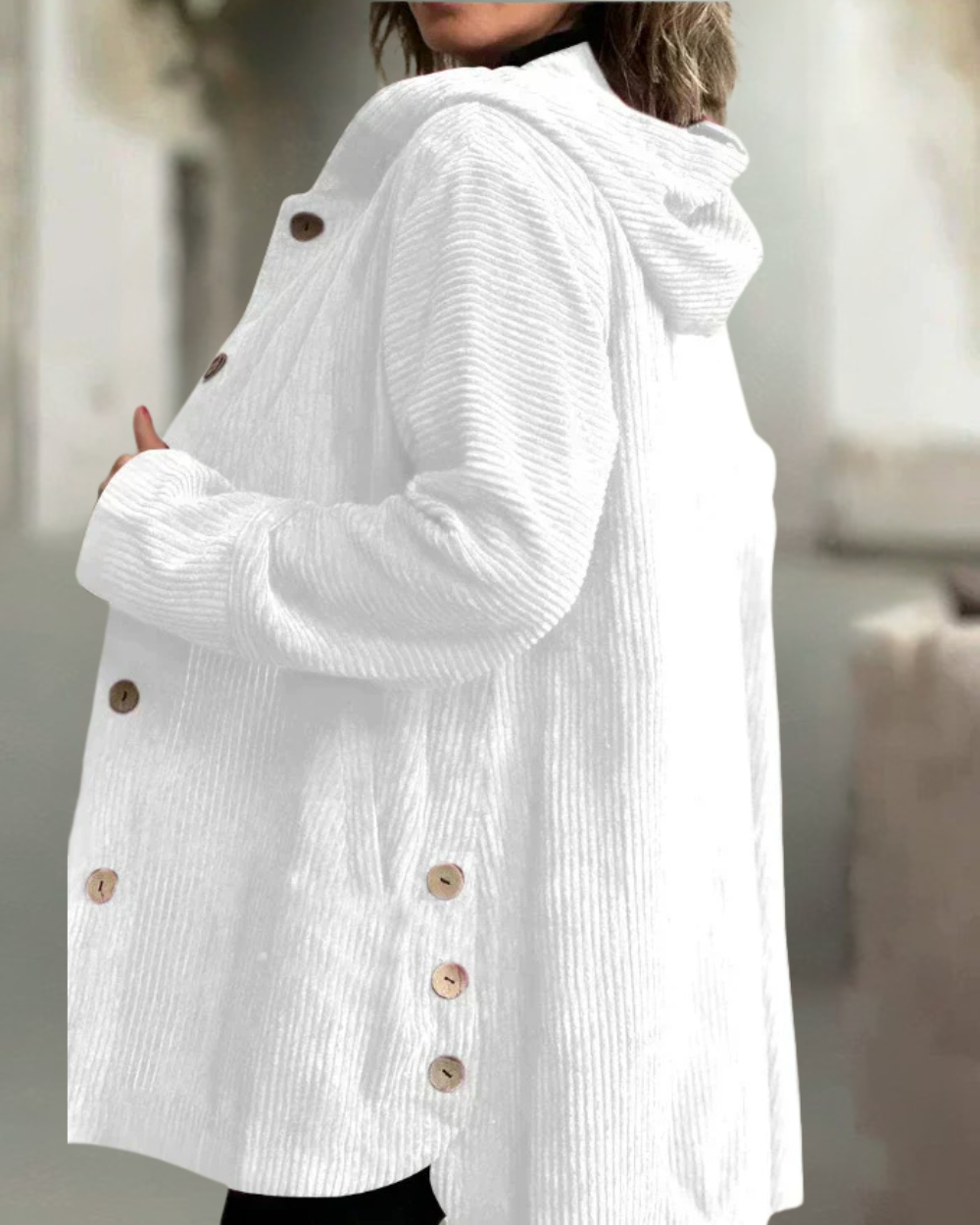 Martha | Hooded Longline Cardigan With Buttons