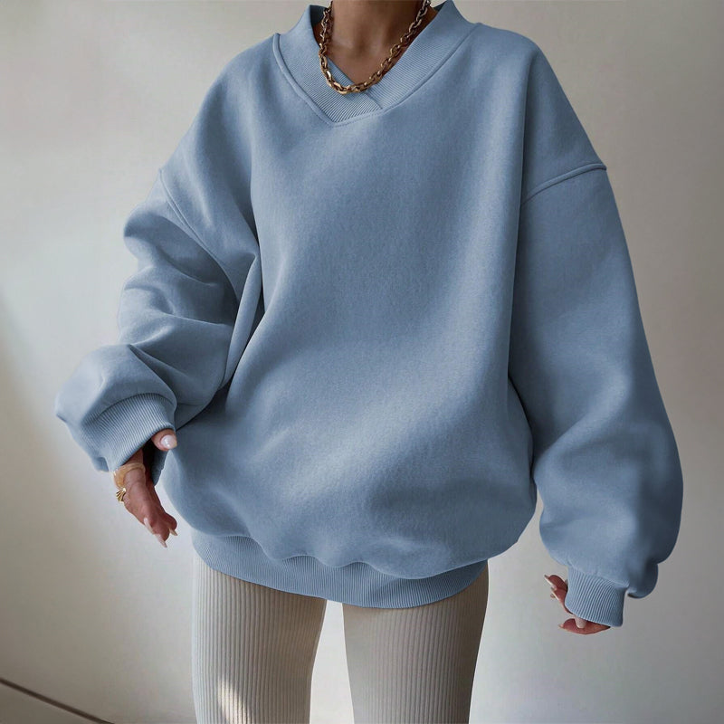 Aislinn | Oversized V-Neck Sweatshirt With Ribbed Cuffs