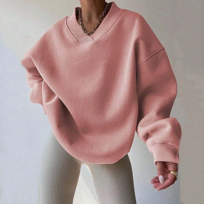 Aislinn | Oversized V-Neck Sweatshirt With Ribbed Cuffs