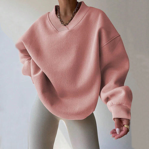Aislinn | Oversized V-Neck Sweatshirt With Ribbed Cuffs