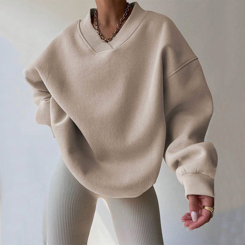 Aislinn | Oversized V-Neck Sweatshirt With Ribbed Cuffs