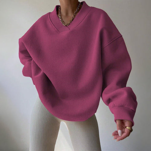 Aislinn | Oversized V-Neck Sweatshirt With Ribbed Cuffs