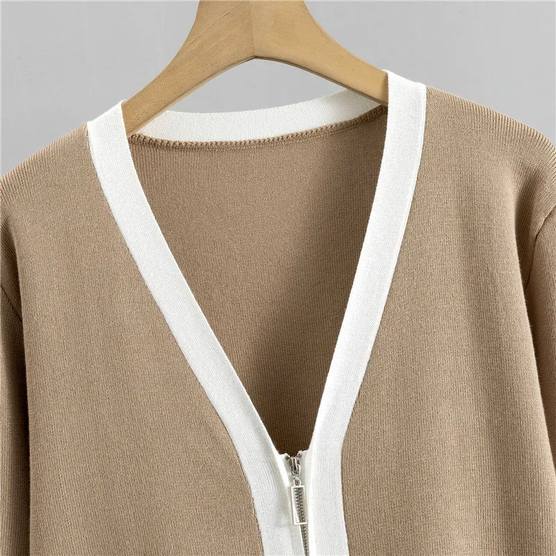 Anya | Three-Piece Knit Set With Contrast Cardigan