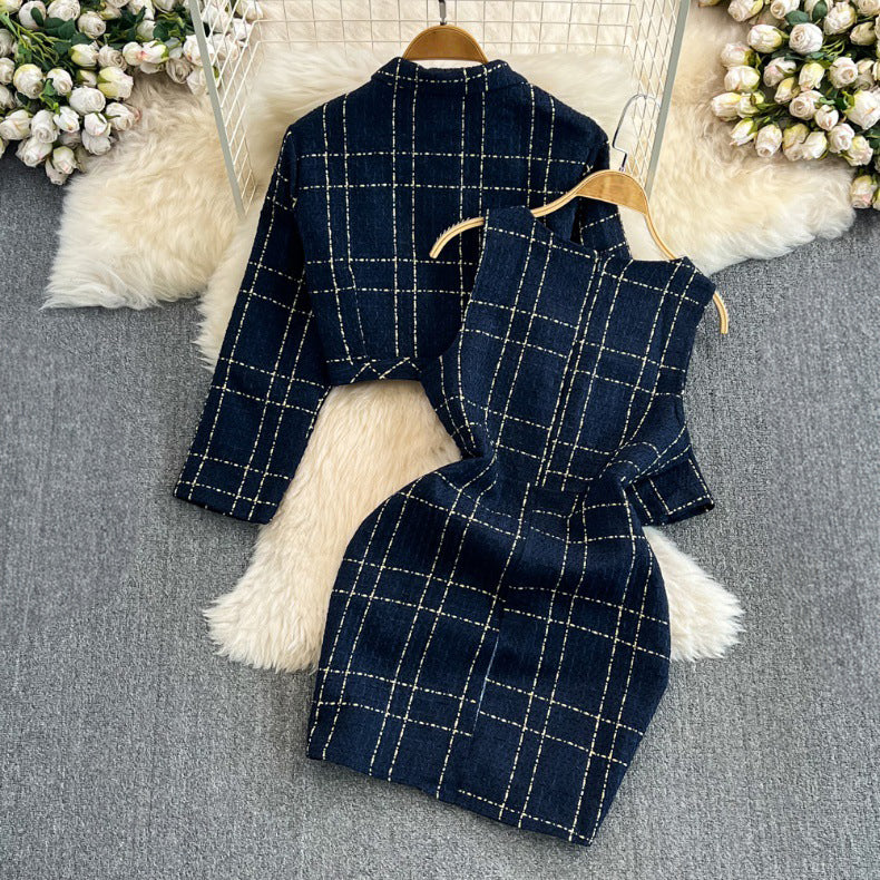 Amabel | Tweed Cropped Jacket And Sleeveless Dress Set