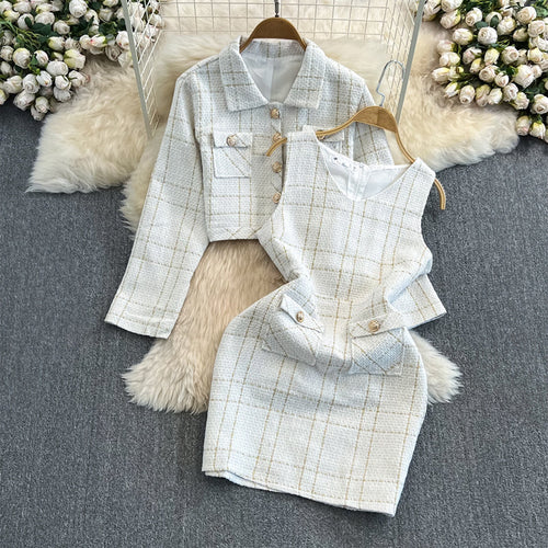 Amabel | Tweed Cropped Jacket And Sleeveless Dress Set