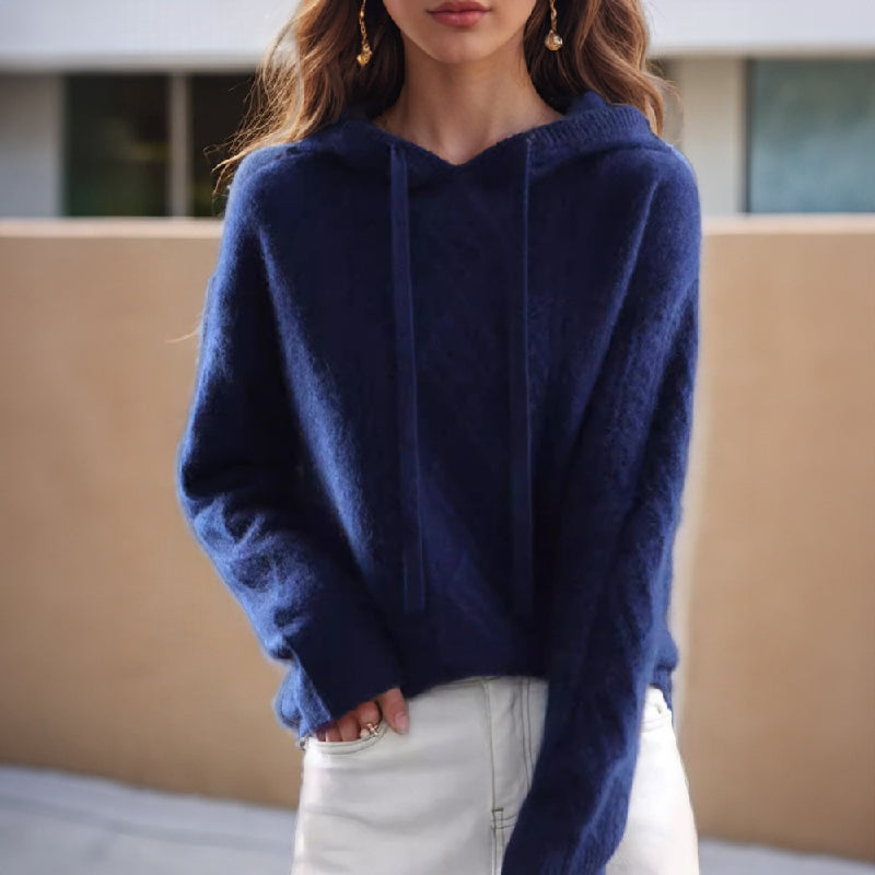 Jolie | Wool-Blend Hooded Sweater With Cable Knit