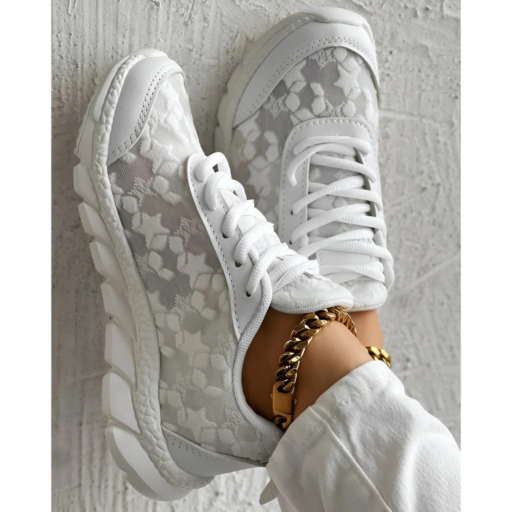 Bettina | Lace-Up Floral Sneakers With Chunky Sole