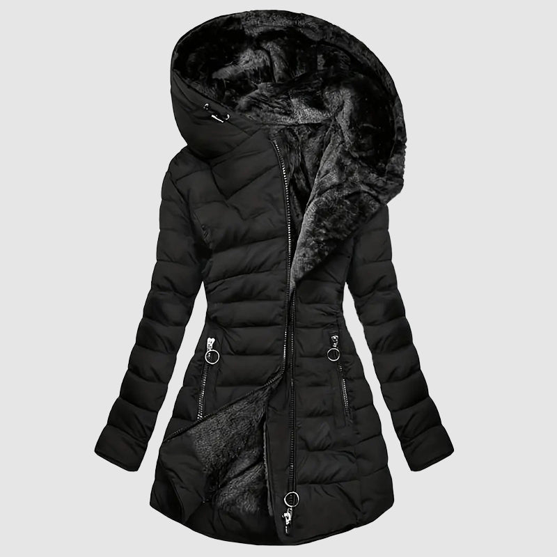 Calliope | Long Hooded Puffer Coat With Plush Lining