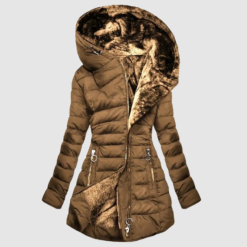 Calliope | Long Hooded Puffer Coat With Plush Lining
