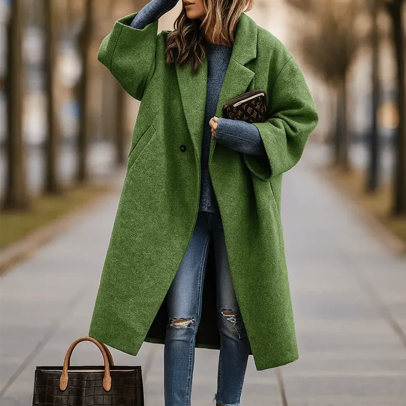 Marisol | Long Single-Breasted Coat With Notched Collar