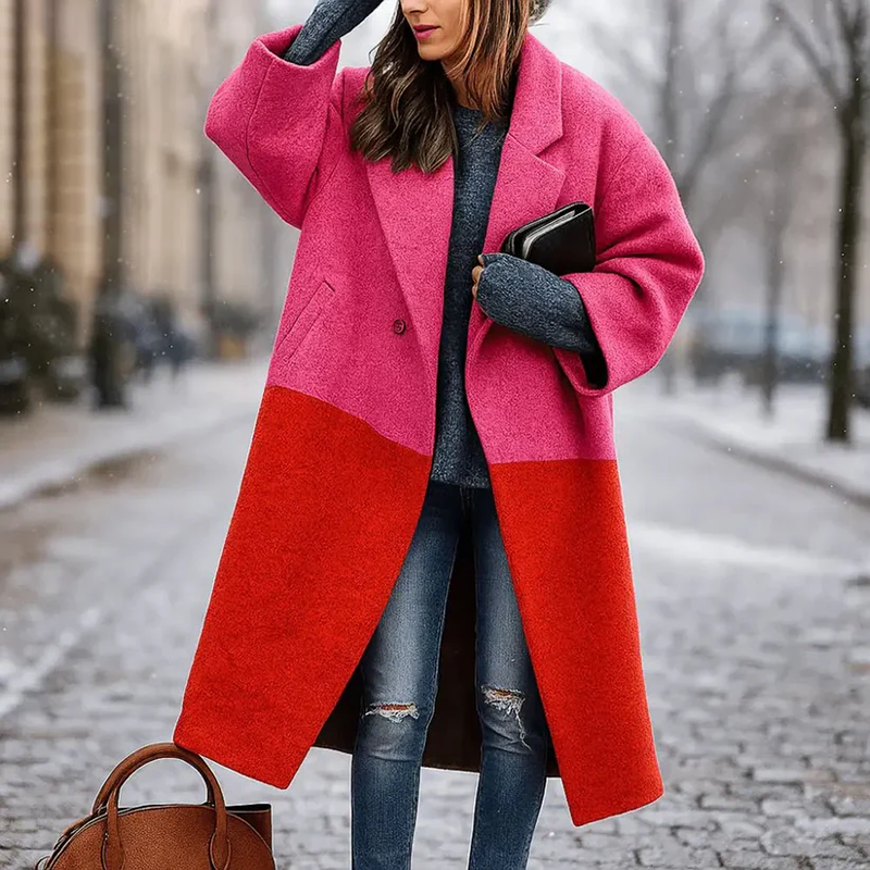 Marisol | Long Single-Breasted Coat With Notched Collar