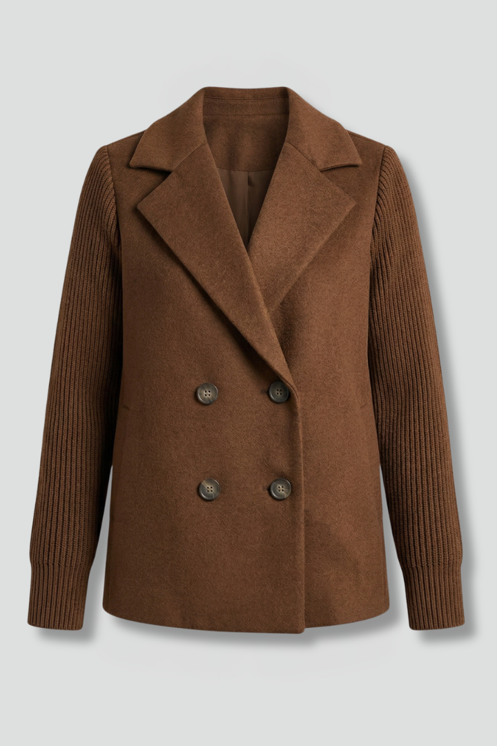 Maxine | Wool-Blend Blazer With Knit Sleeves