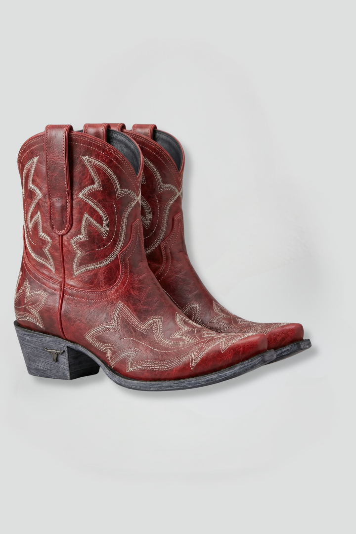 Rita | Embroidered Western Ankle Boots