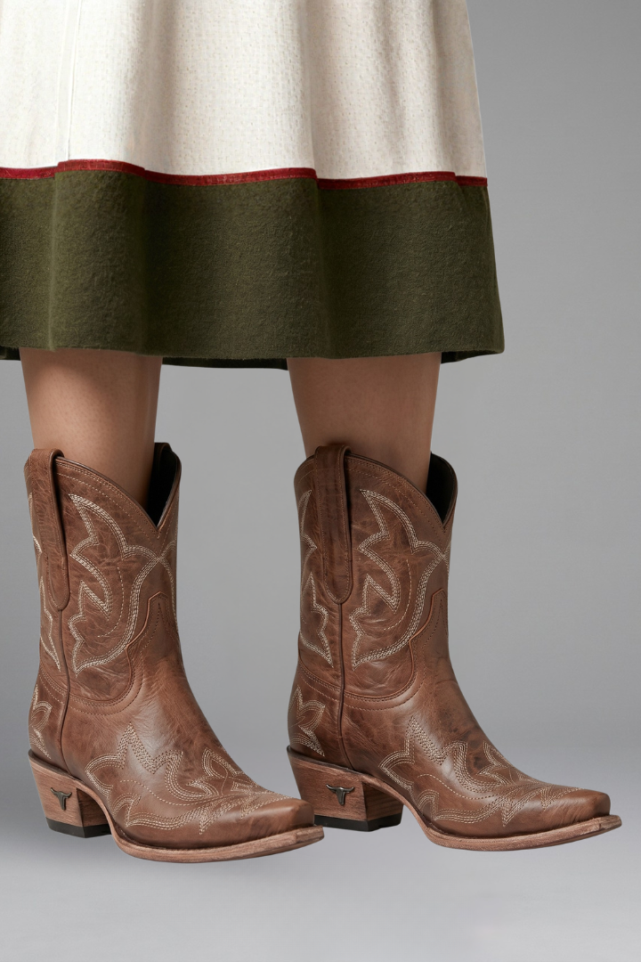 Rita | Embroidered Western Ankle Boots