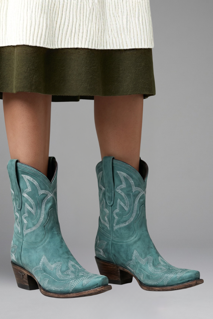 Rita | Embroidered Western Ankle Boots