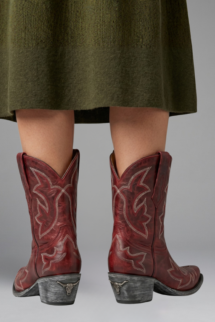 Rita | Embroidered Western Ankle Boots