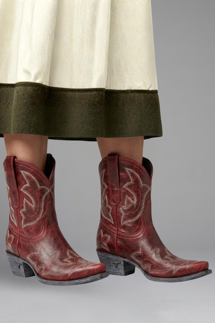 Rita | Embroidered Western Ankle Boots