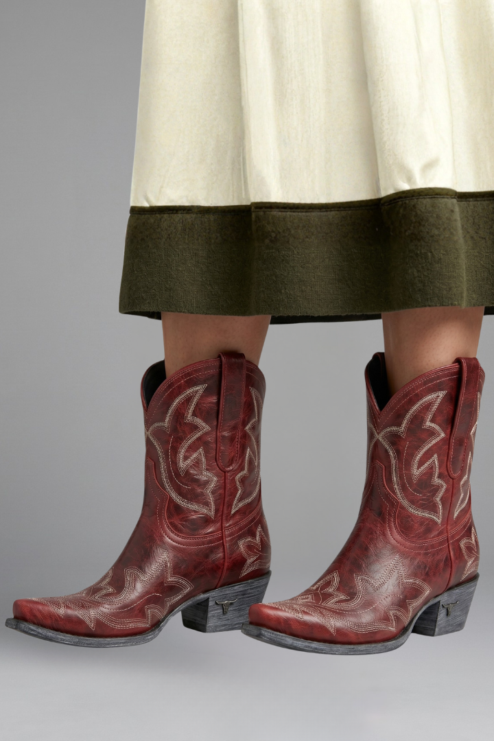 Rita | Embroidered Western Ankle Boots